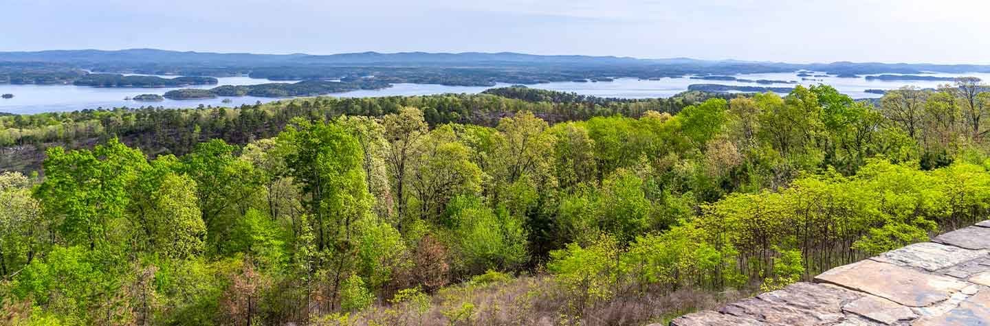 overlook of valley and lakes in ouachita national forest, southwest Arkansas